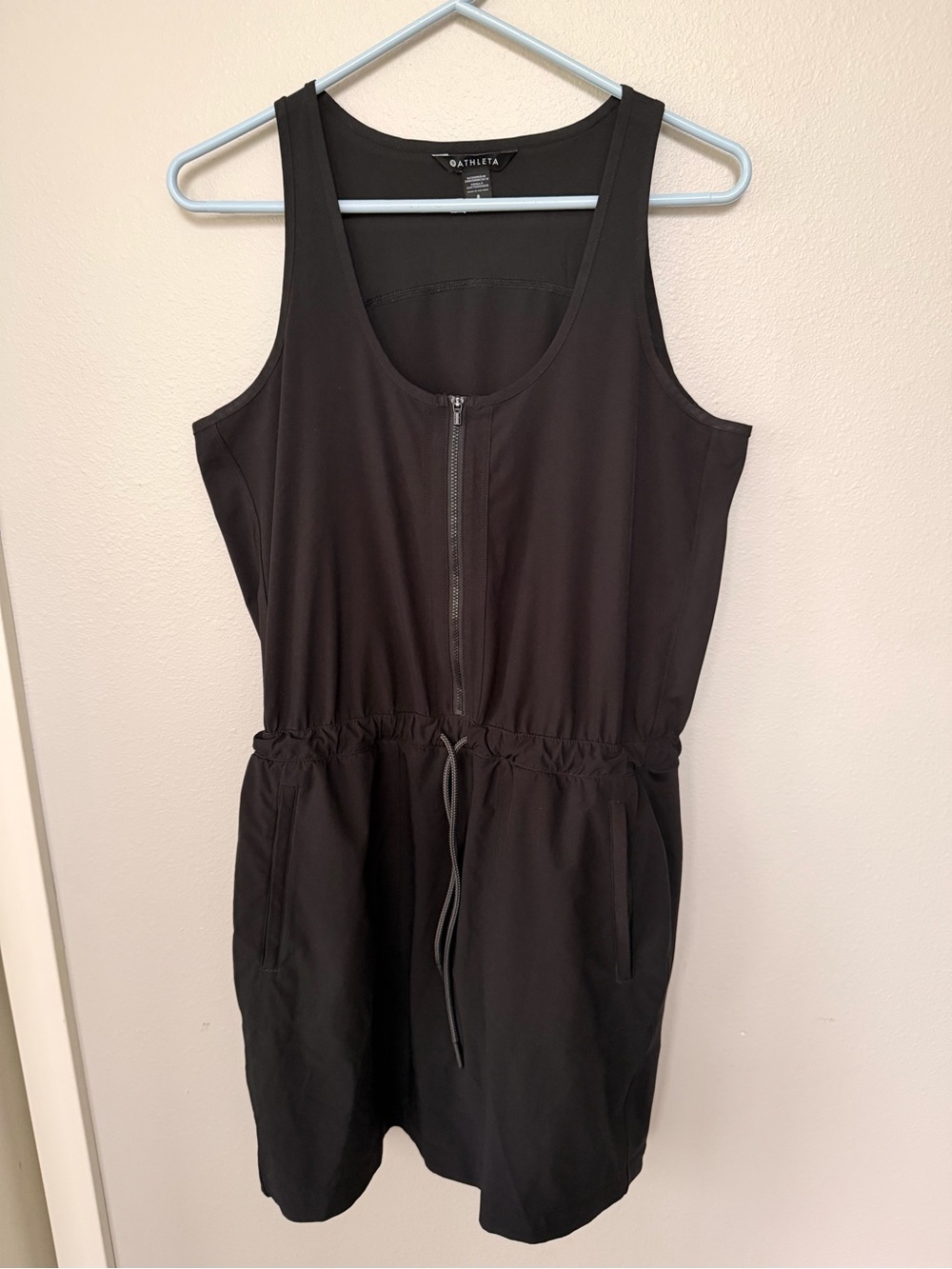 Athleta Black Tank Dress with Zip Detail